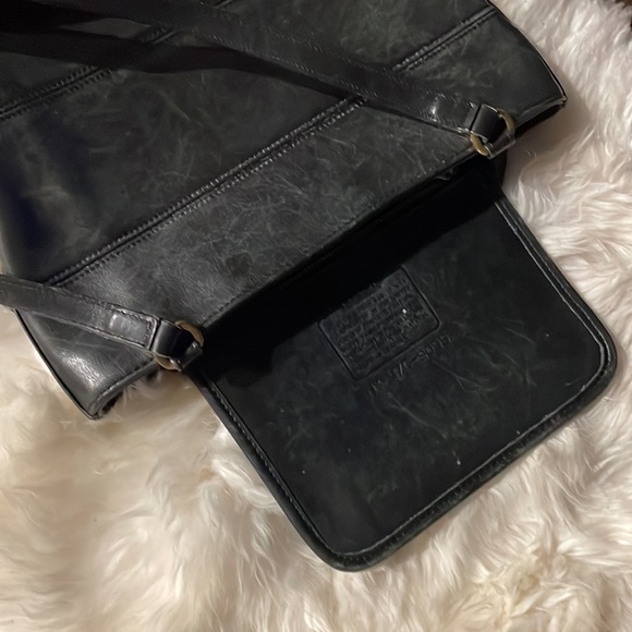 1990s Vintage Coach Legacy TriBeCa Made in NYC Black Leather Tote Bag Purse - Picture 4 of 6